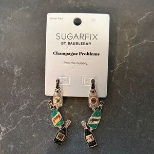 BaubleBar Green and Gold Champagne Earrings